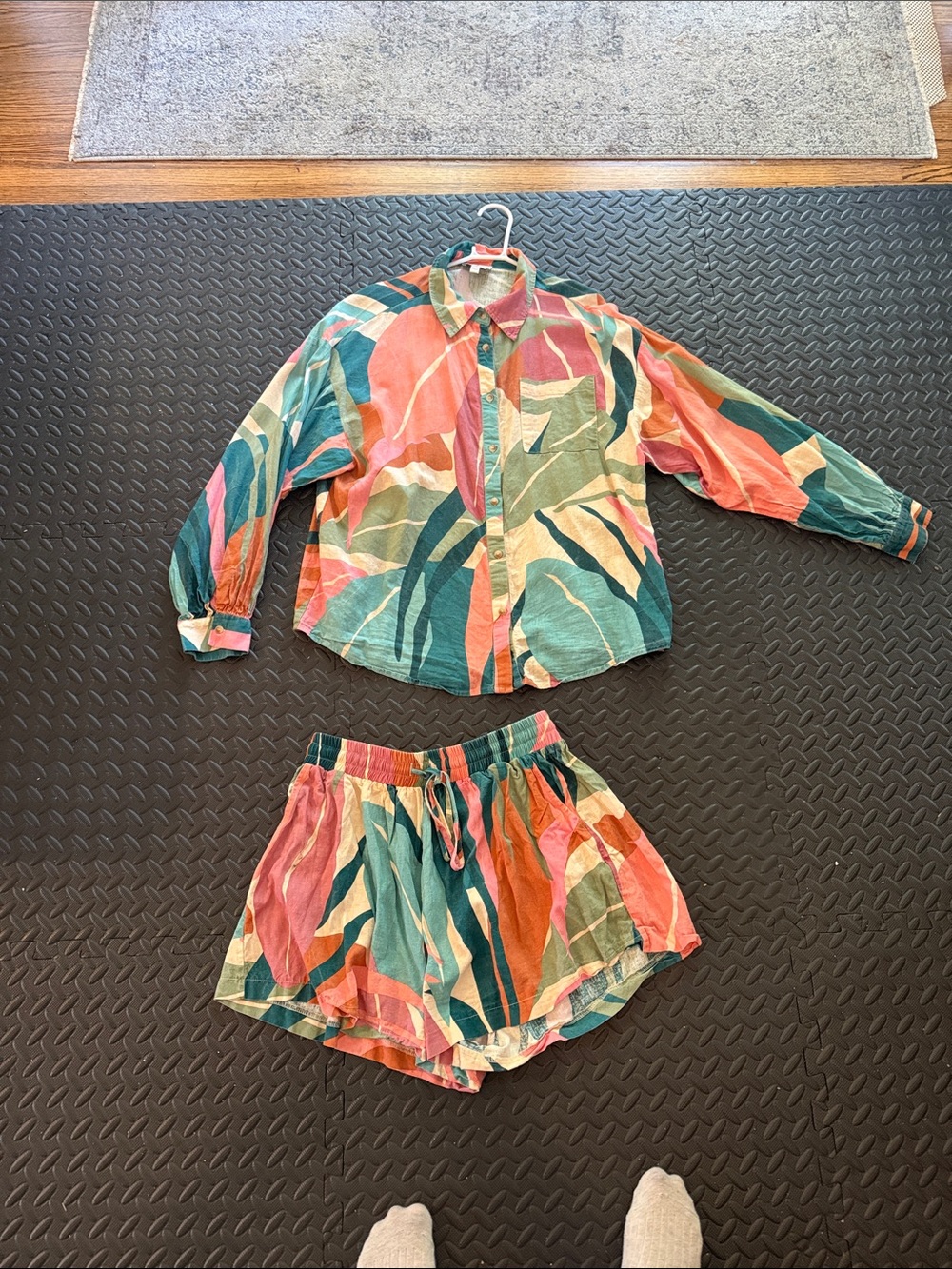 Vintage Multicolor High Waist Women’s Shorts - Tropical Abstract Print - RARE
